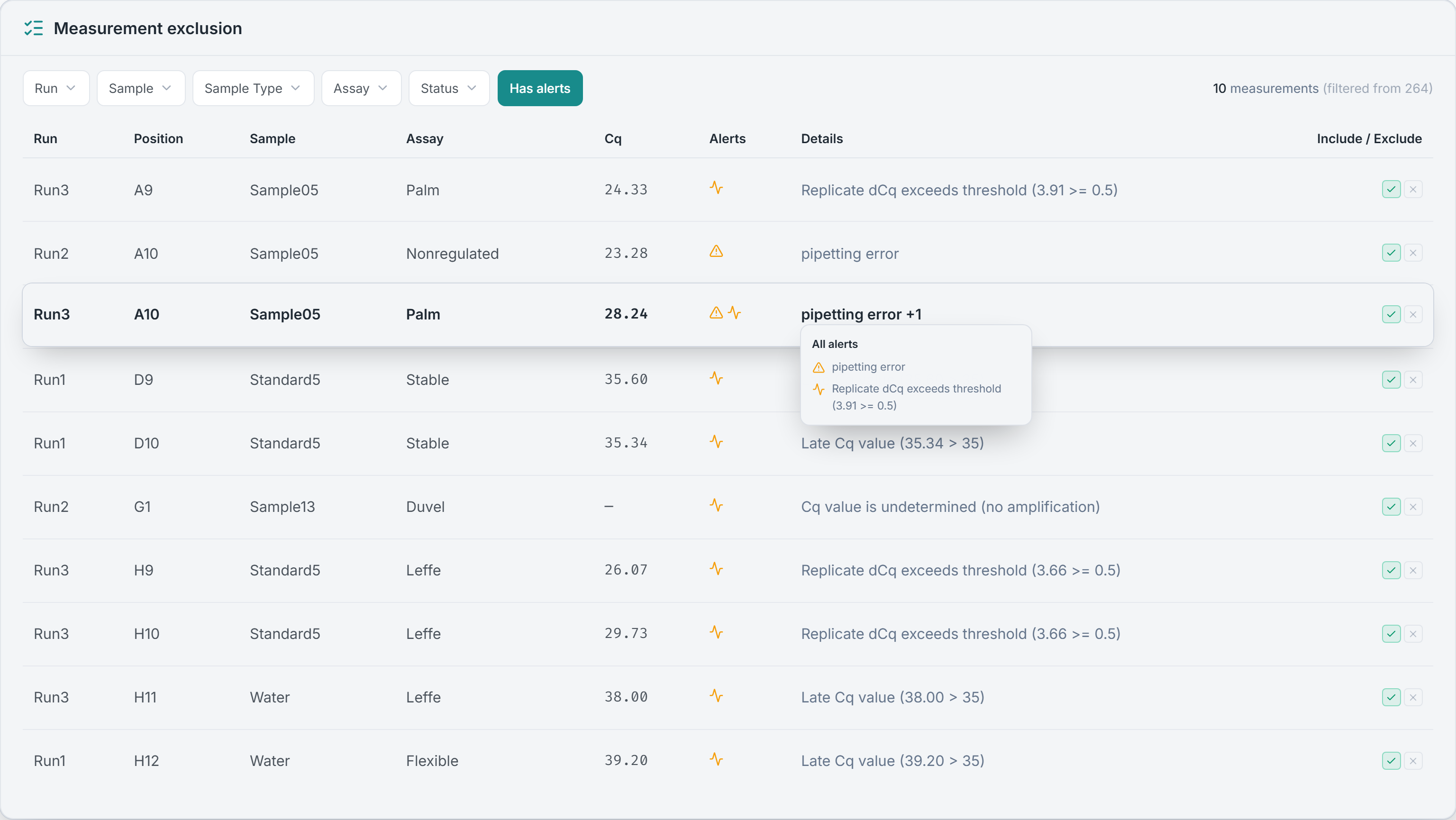 Measurement exclusion — step 2 of 3