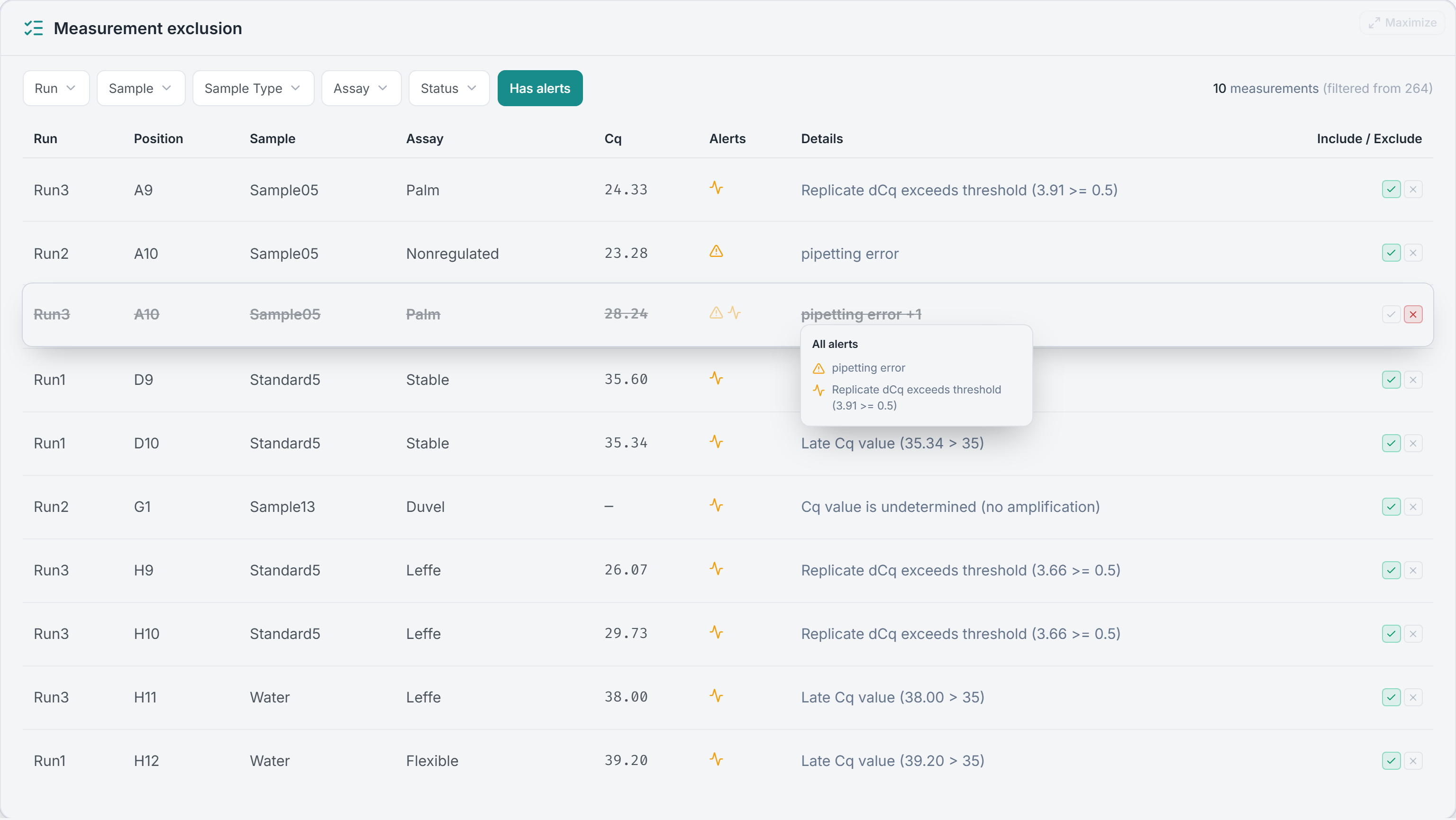 Measurement exclusion — step 3 of 3
